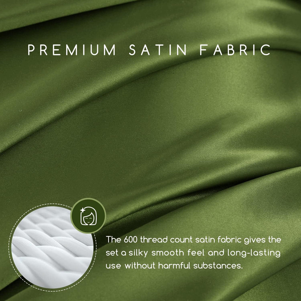 MR&HM Satin Bed Sheets, Twin Size Sheets Set, 3 Pcs Silky Bedding Set with 15 Inches Deep Pocket for Mattress(Twin, Sage) 3 Pcs 15 Inc…
