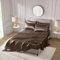 Madisonpark Madison Park - SHET20-181 Satin Wrinkle-Free Luxurious and Silky with 16" Deep Pocket 6 Piece Durable Sheet Set, Full, Chocolate