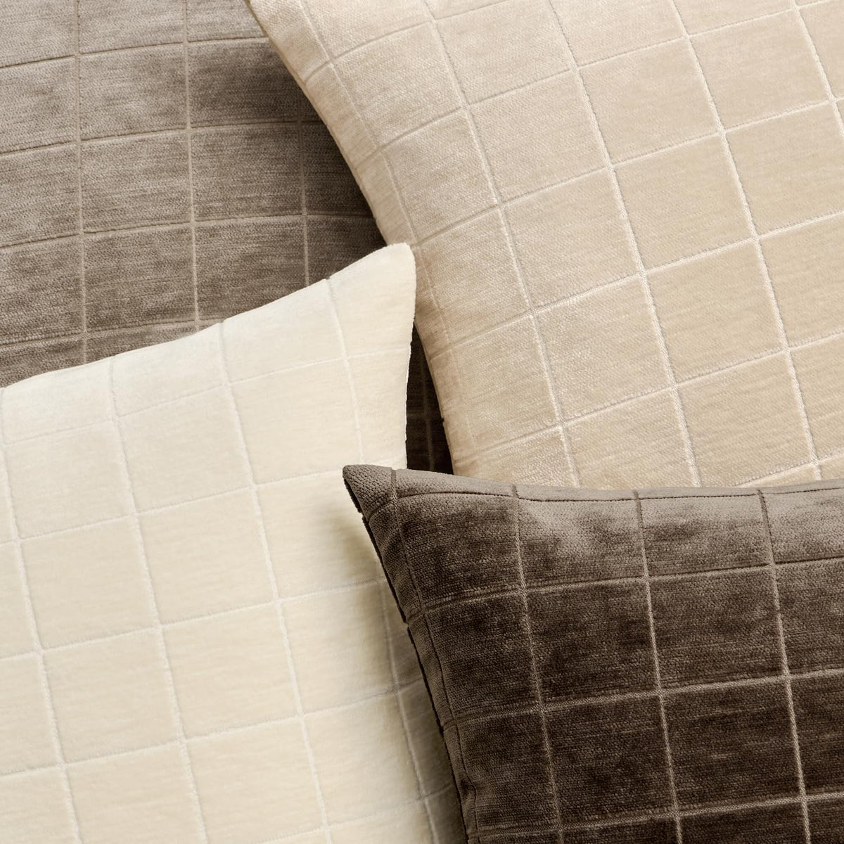 Miulee Decorative Chenille Check Lumbar Throw Pillow Covers Vintage Plaid Couch Pillows 12x20 Inch Set of 2 Neutral Boho Farmhouse Cushion…