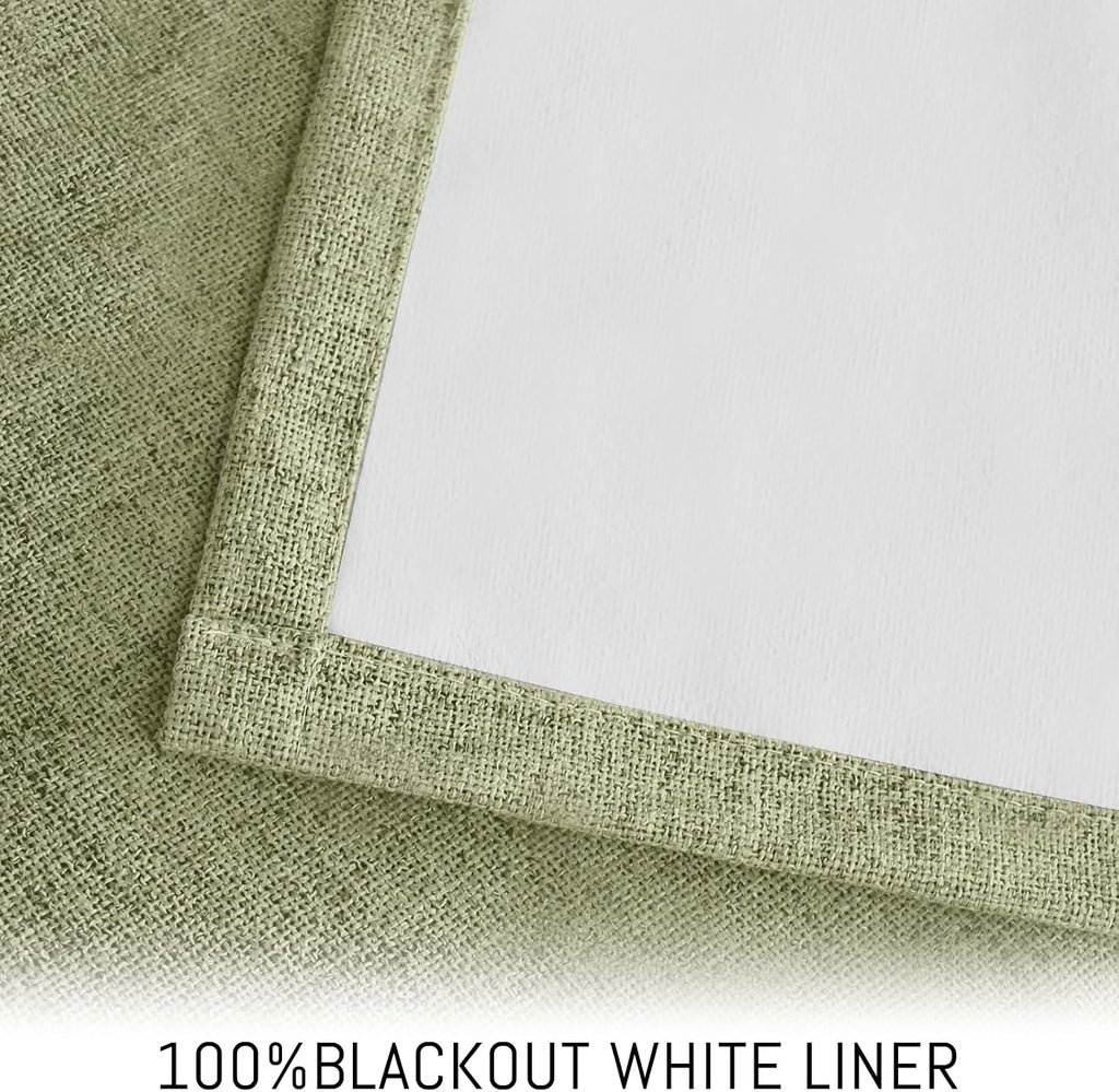 Yakamok Linen Sage Curtains 100% Blackout 84 Inches Long, Room Darkening Textured Drapes for Living Room Thermal Grommet Bedroom Curtains 2…