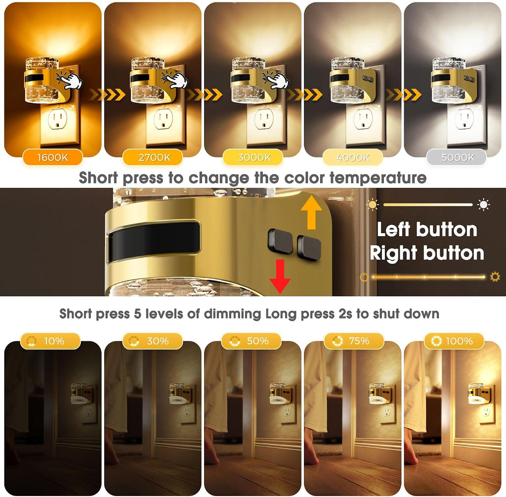 Llohasled L LOHAS LED Motion Sensor Night Light,5CCT Color Temperature Change Night-Light, Dimmable Night Lights Plug into Wall, Acrylic Bub…
