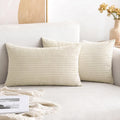 MIULEE Summer Pack of 2 Corduroy Pillow Covers Soft Soild Cushion Cases Decorative Square Throw Pillow Covers Cream White Pillowcases for…