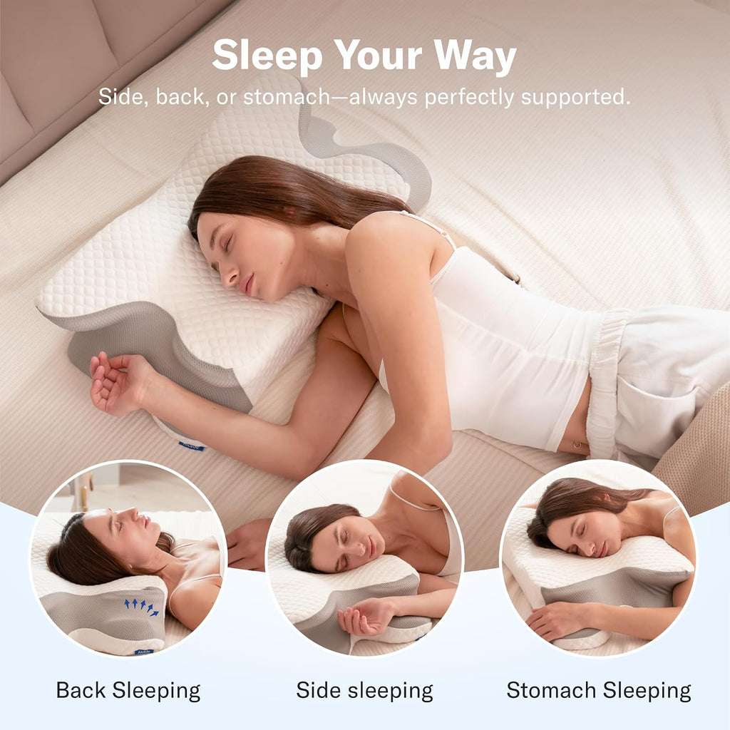 Alcedo Cervical Pillow for Cozy Sleep and Neck, Odorless Ergonomic Memory Foam Pillow, Orthopedic Bed Pillow for Side, Back & Stomach Slee…