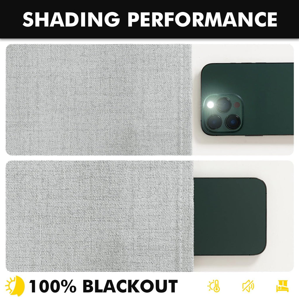 Miulee 100% Blackout Linen Curtains for Bedroom, Grey Solid Luxury Decor Thermal Insulation Room Darkening Drapes for Living Room Nursery B…