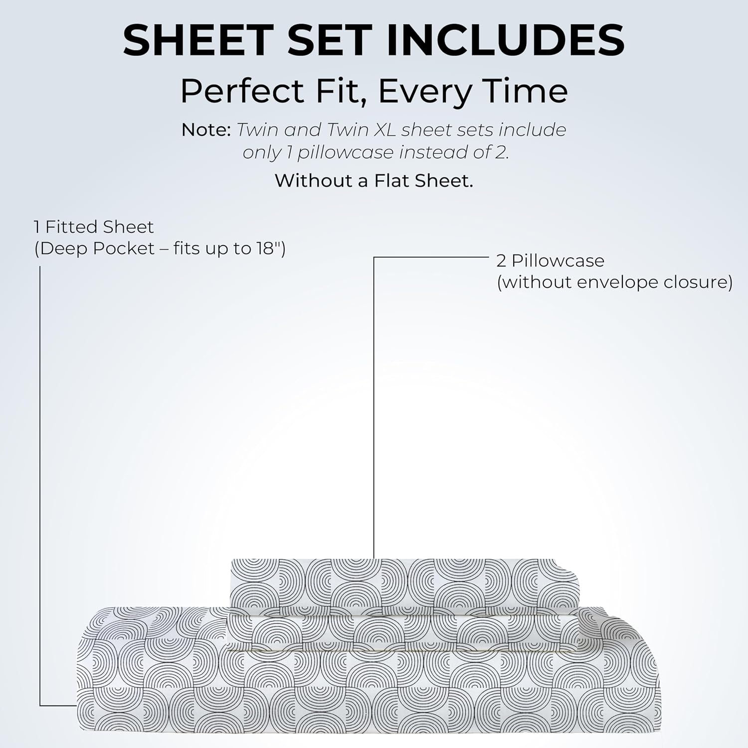 Full Size Fitted Sheet with 18" Deep Pockets, No Flat - Percale Weave Natural - Breathable 100% Cotton Printed Bedding, 1 Fitted Sheet +…