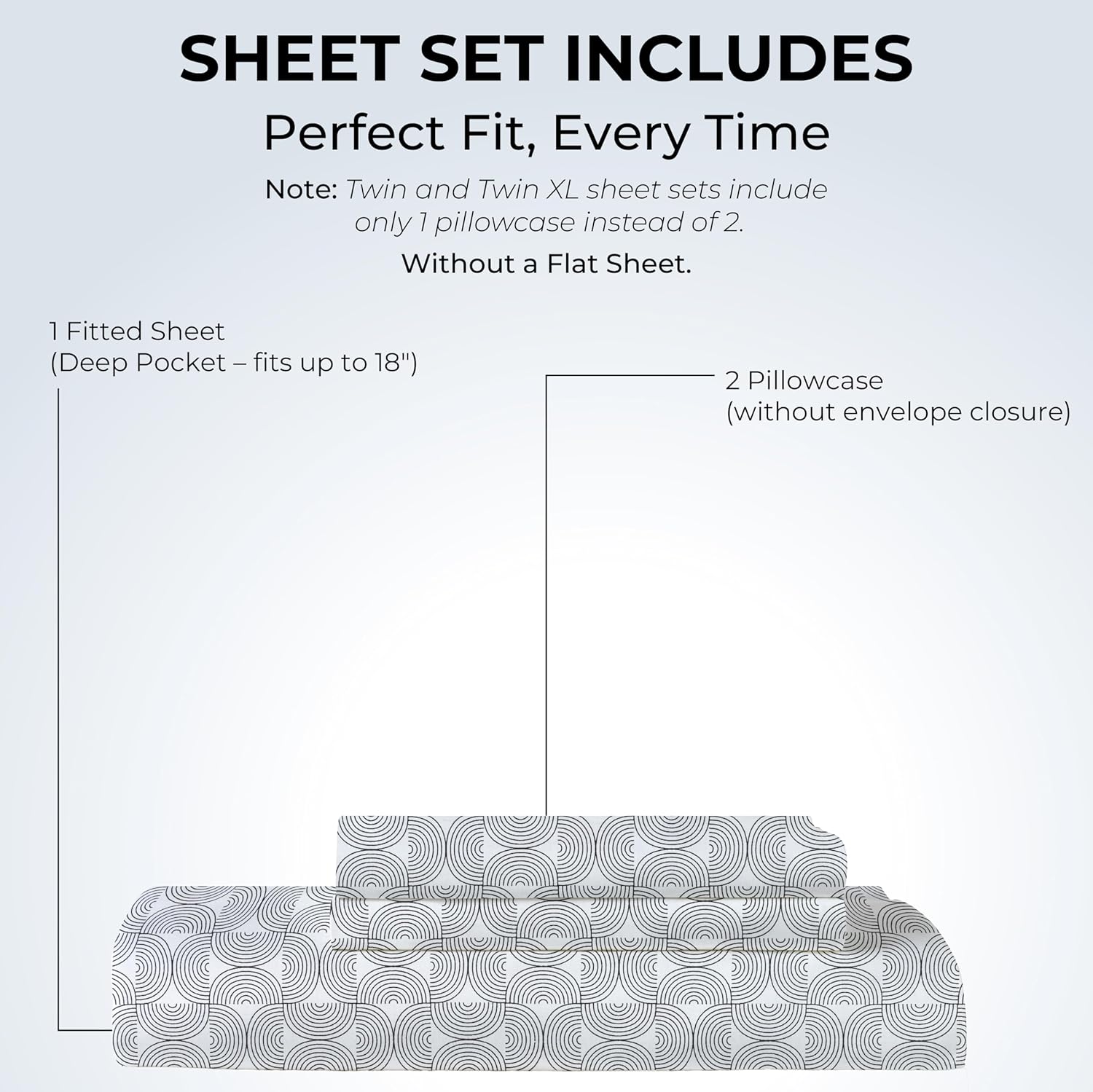Queen Size Fitted Sheet with 18" Deep Pockets, No Flat - Percale Weave Natural - Breathable 100% Cotton Printed Bedding, 1 Fitted Sheet +…