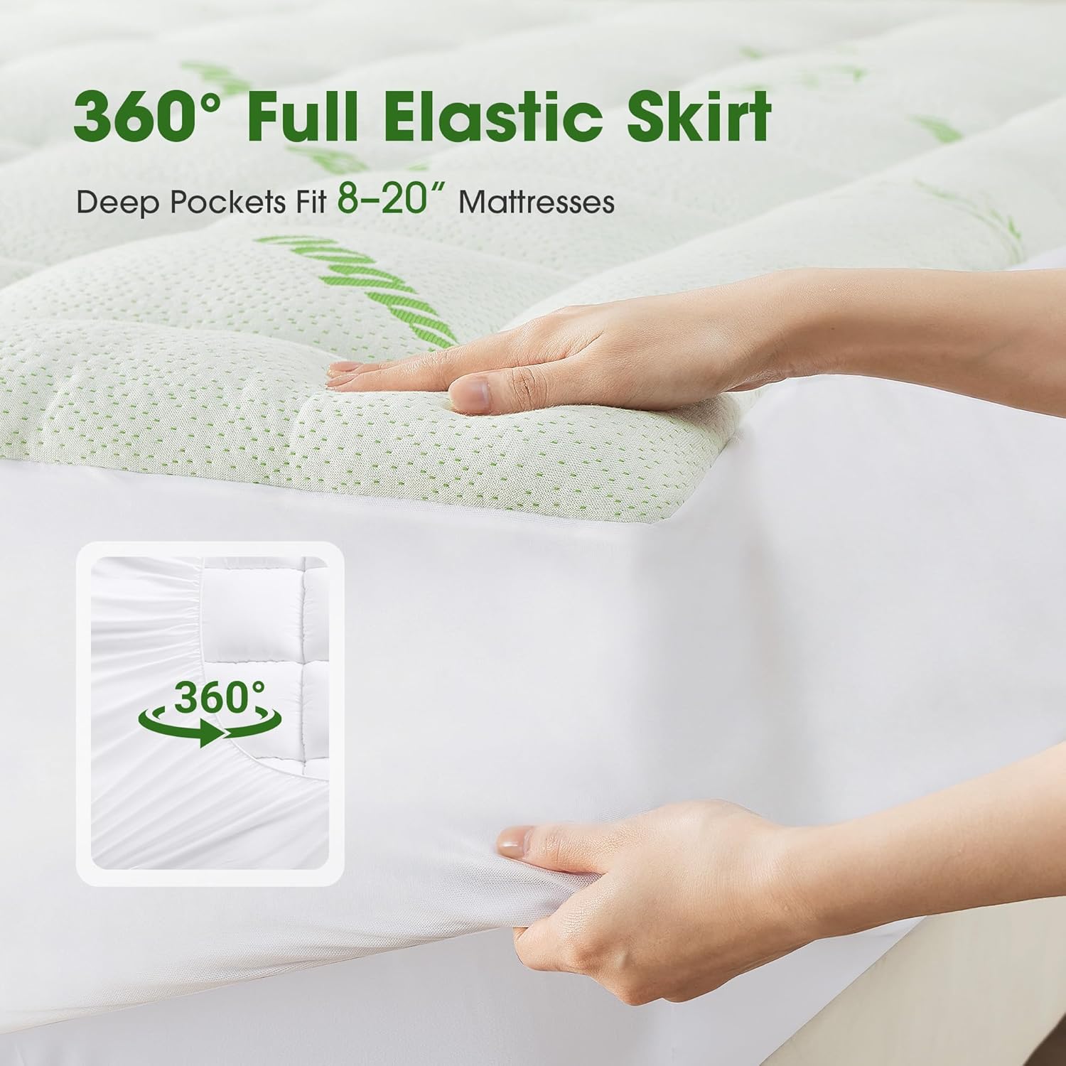 Grusign Mattress Pad Twin Size, Cooling Pillow Top Mattress Topper, Ultra Soft Viscose Made from Bamboo, Breathable for Hot Sleepers, Deep…