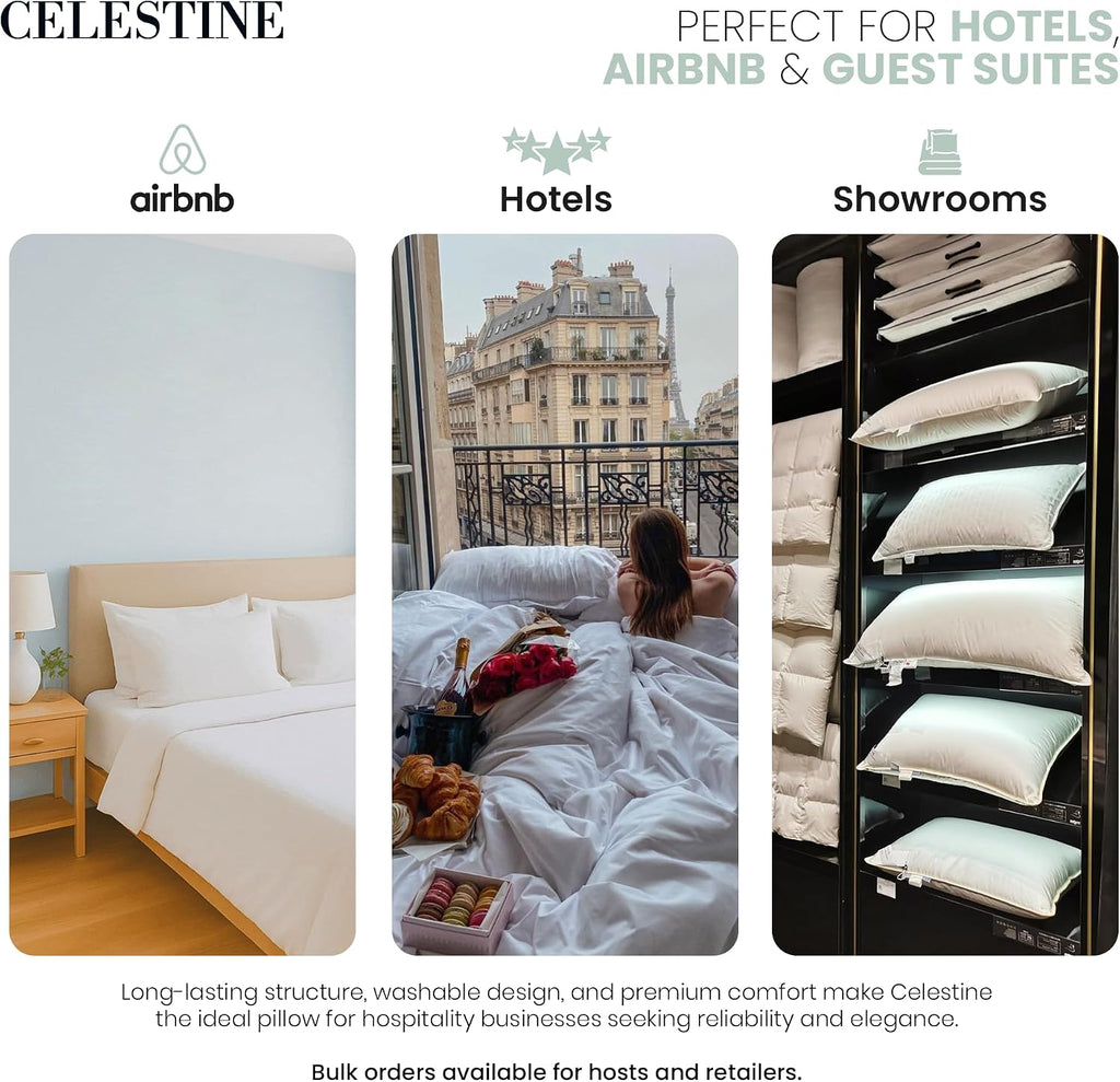 Celestine Queen Size Pillows Set of 4 – Soft Down Alternative Microfiber Filling, Plush White 20x28 Bed Pillows for Side and Back Sleepers,…