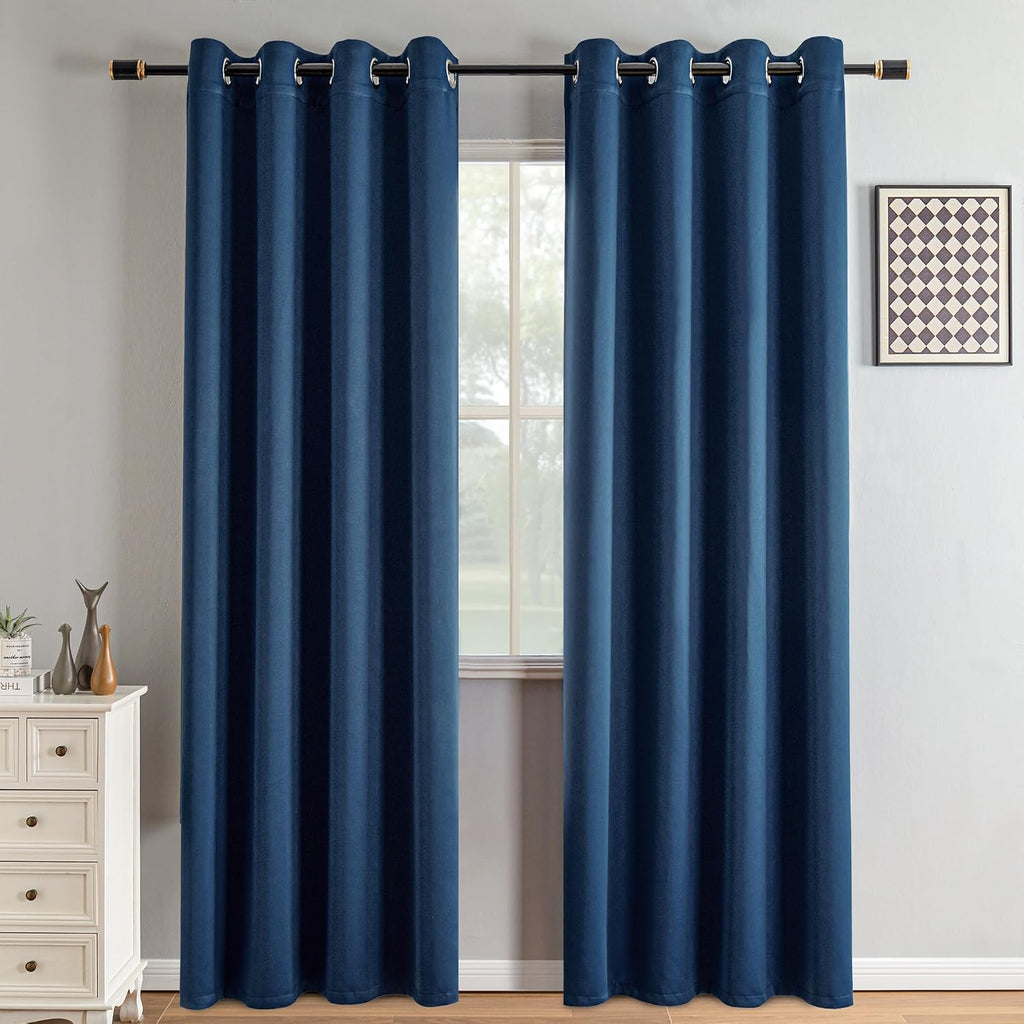 Igemaeve Blackout Curtains 90 Inch Length 2 Panels Set, Black Out Curtains for Bedroom 90 Inch Long, Grommet Energy Saving Room Darkening D…