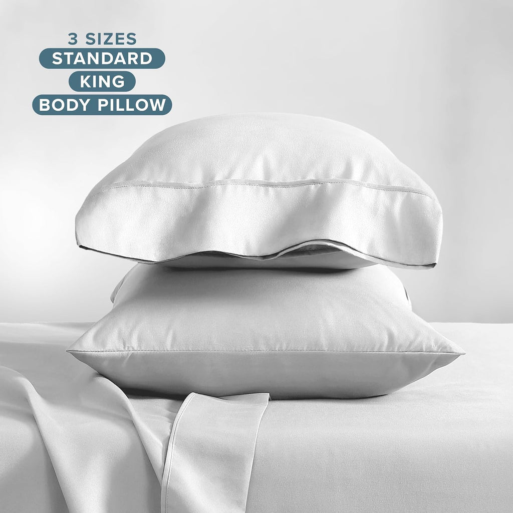 BareHome Bare Home Microfiber Pillow Cases - Standard/Queen Size Set of 2 - Cooling Pillowcases - Double Brushed - Light Grey Pillowcases 2…