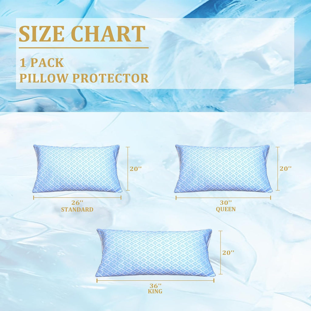 Safe and Sound Cooling Waterproof Pillow Protectors (20x36'') - Breathable Cool Zipped Pillow Cover - PE + Polyester for Summer, Oeko-TEX…
