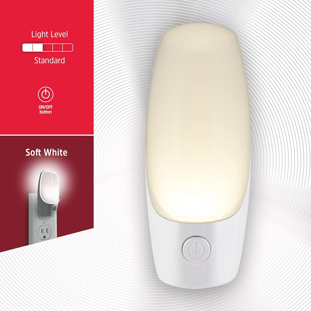 Energizer Manual On/Off LED Night Light Plug-in, Push Button, Compact, Contemporary, for Bedroom, Livingroom, Hallway, Bathroom, Nursery…