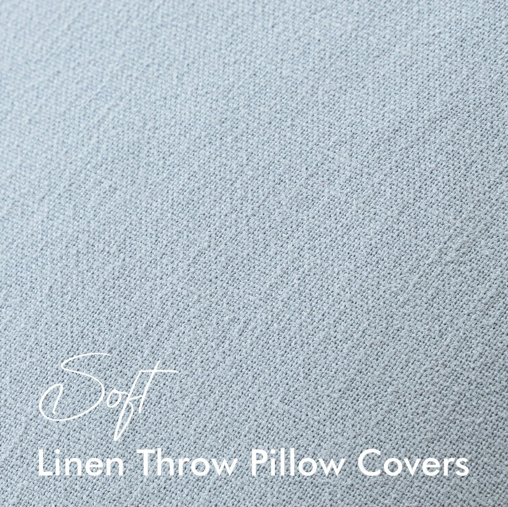EMEMA Spring Throw Pillow Covers Decorative Linen Pillow Covers 24x24 Inch Light Blue Boho Farmhouse Neutral Couch Throw Pillows for Bed…