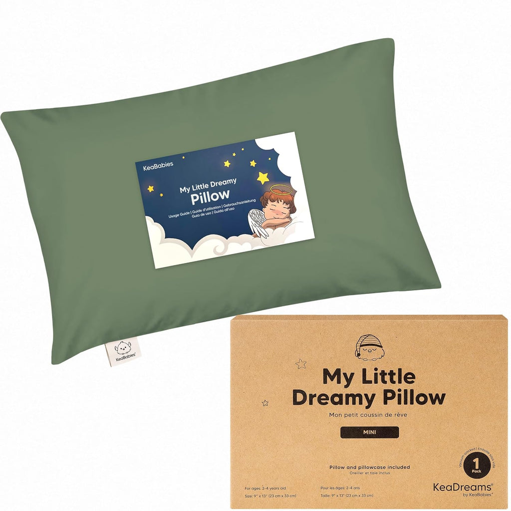 Mini Toddler Pillow with Pillowcase - 9x13 My Little Dreamy Travel Kids Pillow for Sleeping, Toddler Bed, Small, Tiny, Organic Cotton…