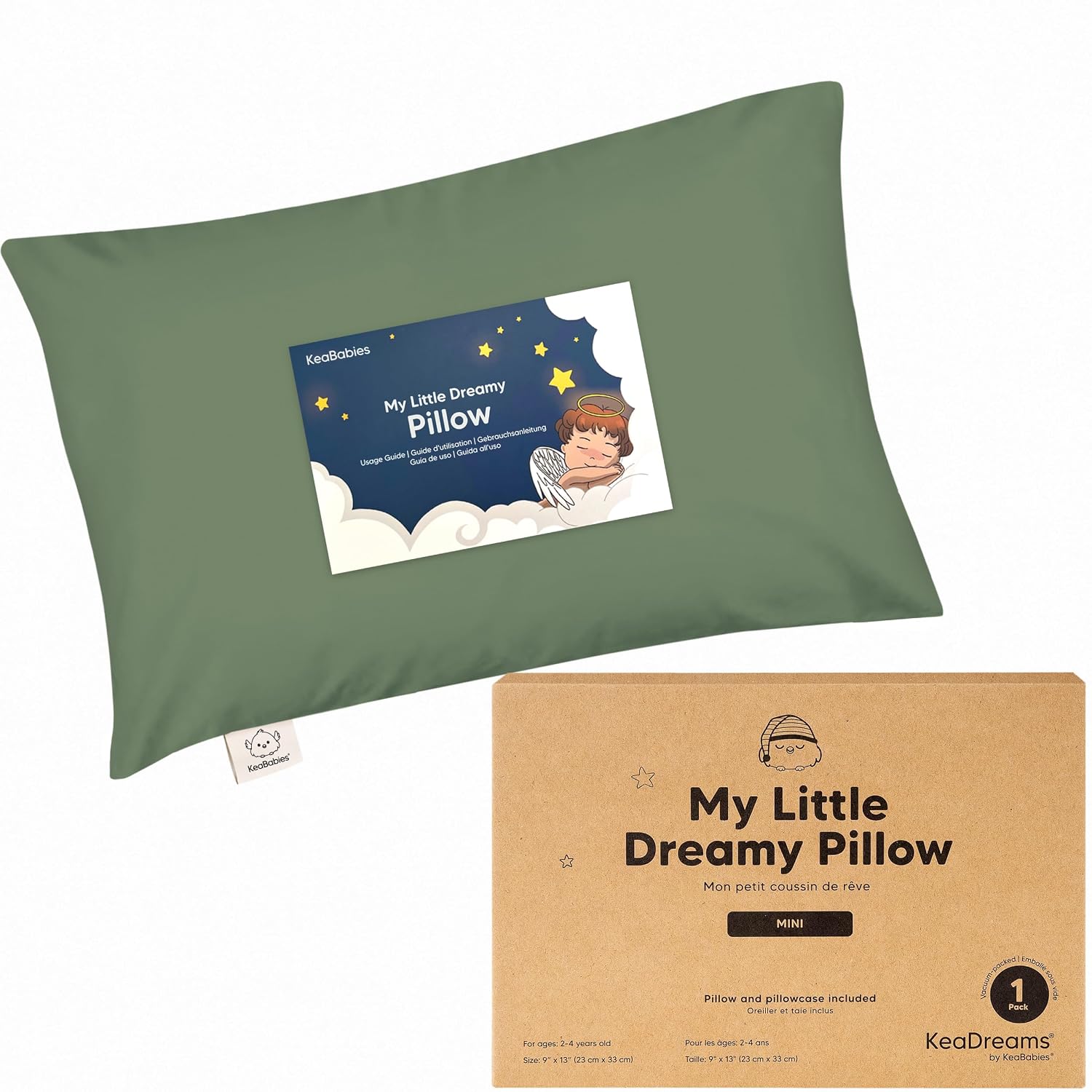 Mini Toddler Pillow with Pillowcase - 9x13 My Little Dreamy Travel Kids Pillow for Sleeping, Toddler Bed, Small, Tiny, Organic Cotton…