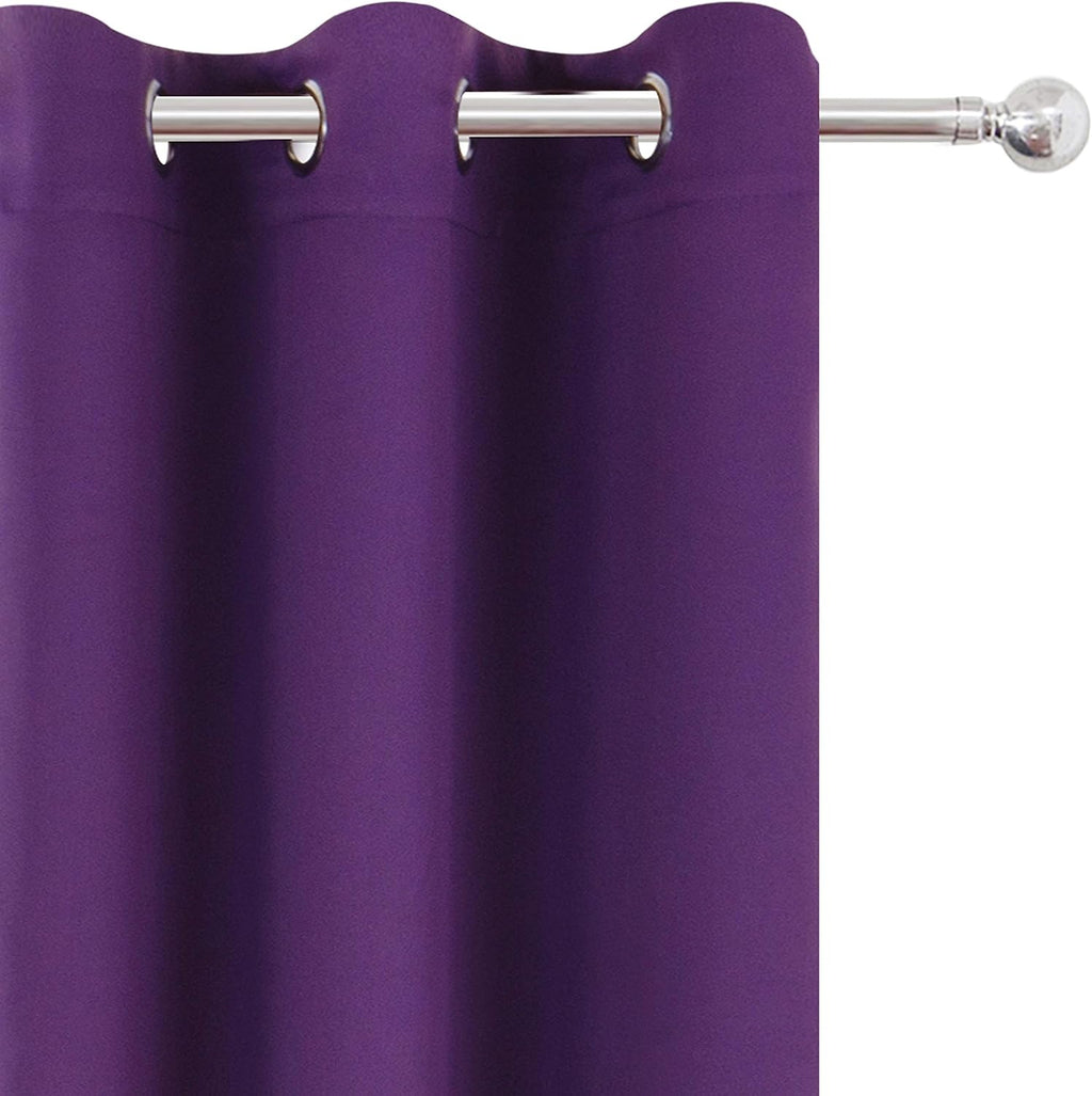 Lemomo Purple Blackout Curtains/52 x 45 Inch Length Kids Curtains/Set of 2 Panels Grommet Bedroom Curtains for Living Room 45 Inch silver