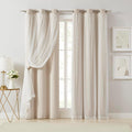 Bujasso Beige Moderate Blackout Curtains with Sheer Overlay Mix and Match Double Layer Thermal Insulated Window Panels 72 inch for Bedroom…