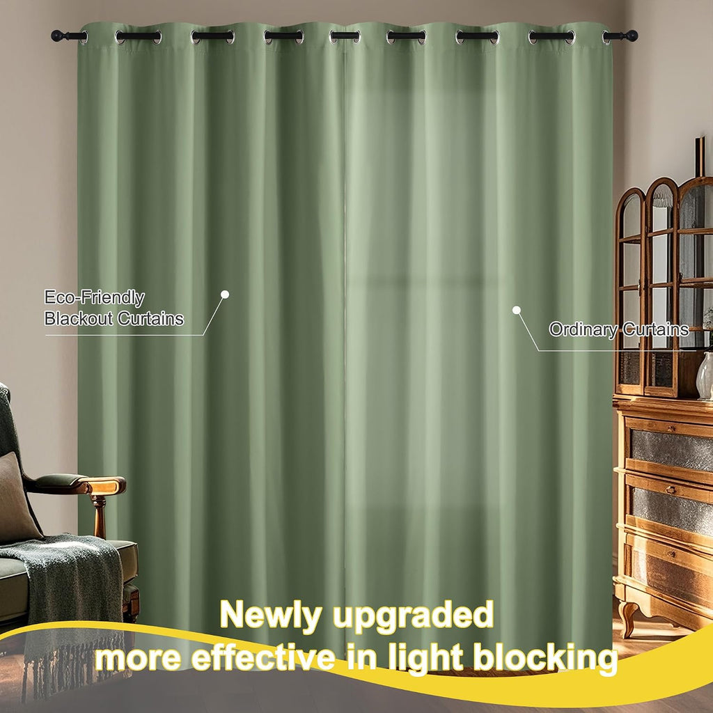 NICETOWN 100% Blackout Short Curtains for Kids Bedroom, Thermal Insulated Window Curtains 63 Inch Length 2 Panels Set, Grommet Top Drapes…