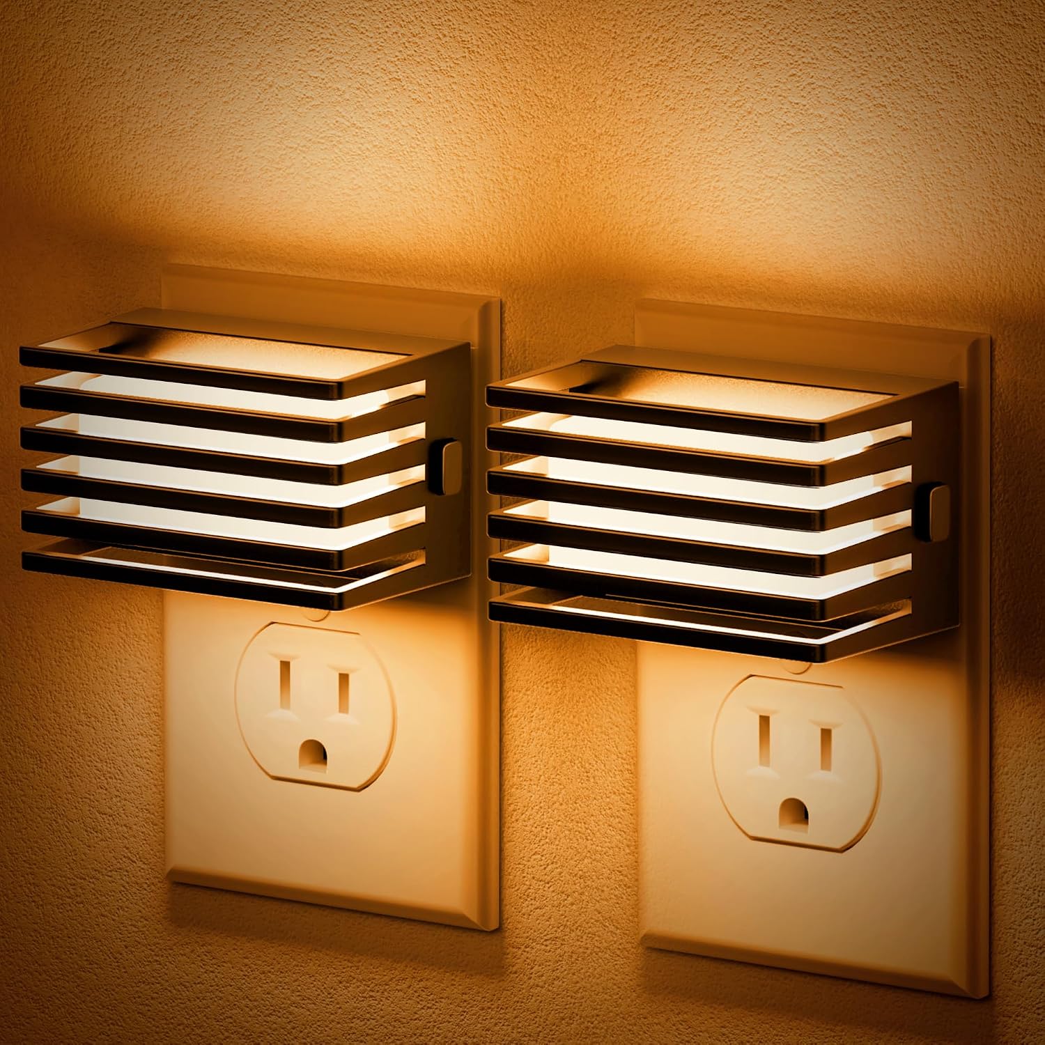JandCase Amber Night Light, [2 Pack] Night Lights Plug into Wall with Dusk to Dawn Sensor, Dimmable Plug in Night Light, Adjustable…