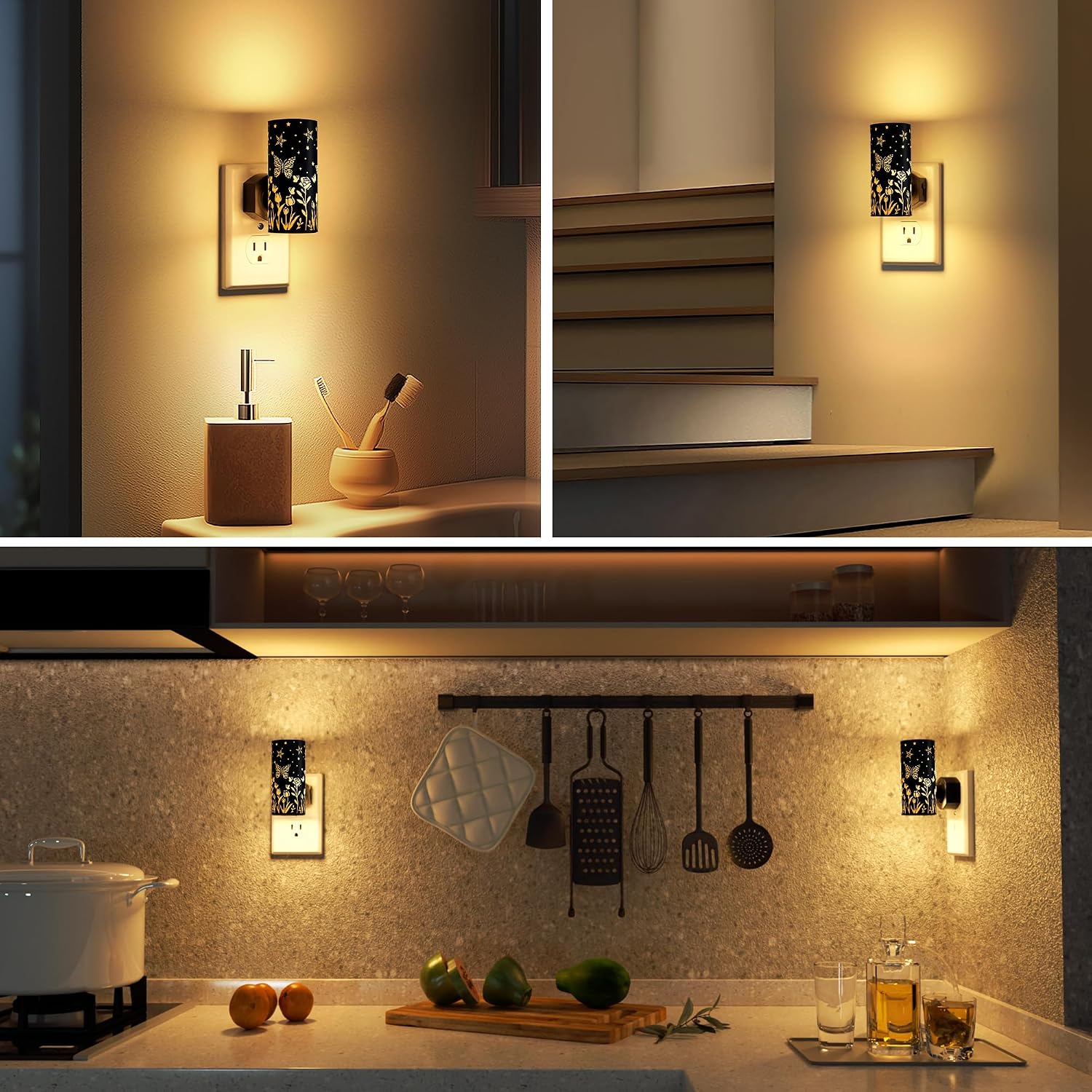 LED Night Lights Plug into Wall, 2-Pack 3000K Bright Plug in Nightlights, Dusk-to-Dawn, Dimmable 0-100LM, Auto-On/Off, Home Decor for…