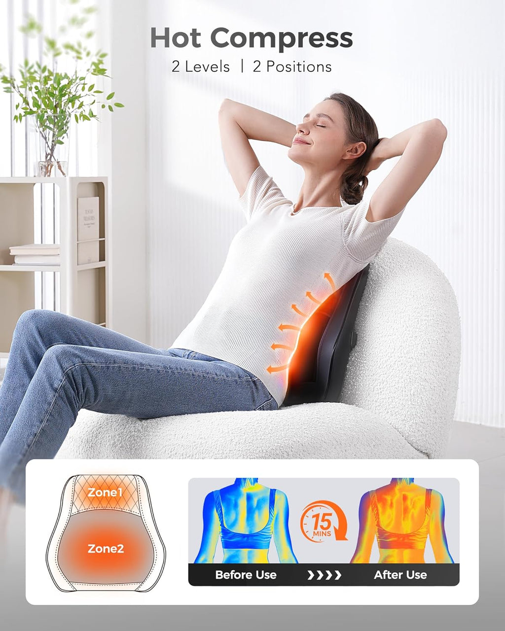 Boriwat Back Massager with Heat, 3D Kneading Massage Pillow for Back, Neck, Shoulder, Leg Deep Tissue, Gifts for Women Men Mom Dad 0 Count…