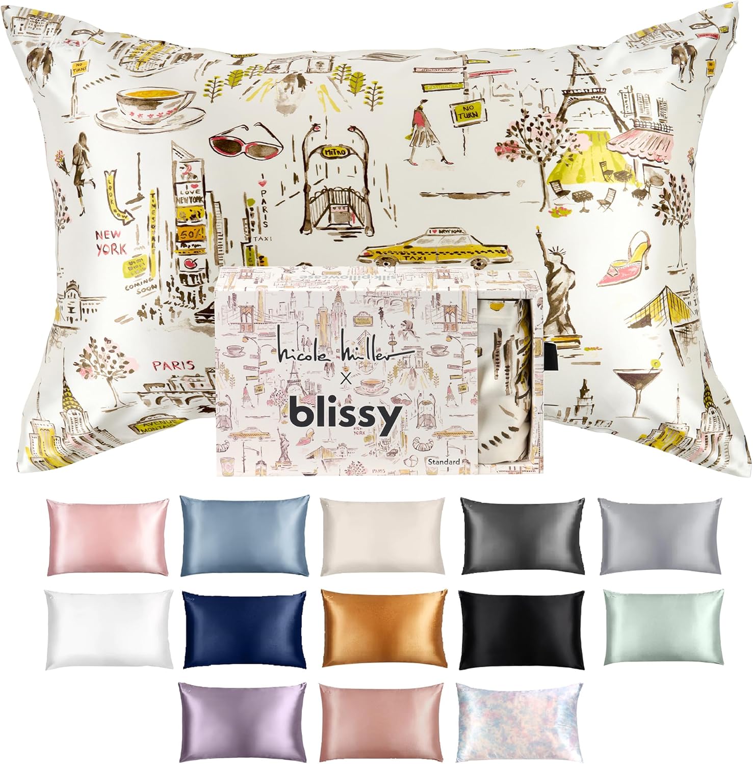 Blissy Silk Pillowcase - 100% Pure Mulberry Silk - 22 Momme 6A High-Grade Fibers - Silk Pillow Cover for Hair & Skin - Regular, Queen &…