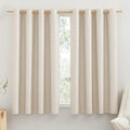 NICETOWN 100% Absolutely Blackout Linen Curtains with Thermal Insulated White Liner, Beige, 52" Wide by 45" Long, 2 Pieces, Anti-Rust…