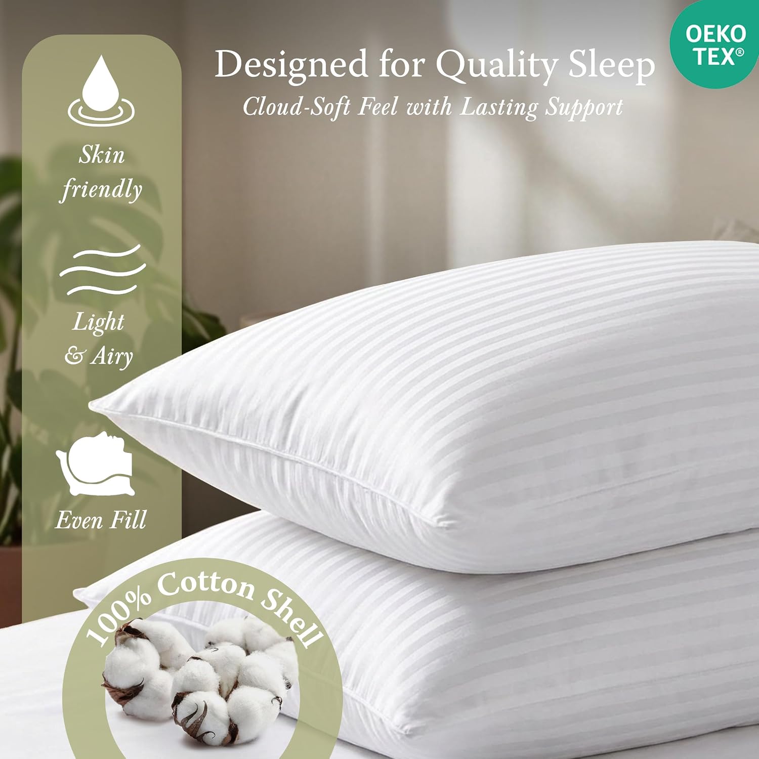 Threadmill Soft Bed Pillows Standard Size Set of 2 | Down Alternative Cooling Bed Pillow for Sleeping | Soft Pillows | 20 x 26 Hotel…