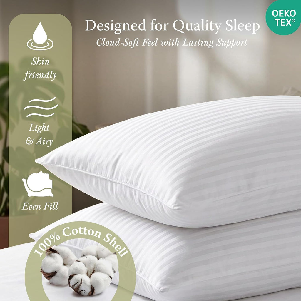 Threadmill Bed Pillows Queen Size Set of 2 | Soft Down Alternative Cooling Bed Pillow for Sleeping | Soft Pillows for Bed | 20x30 Hotel…