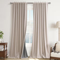 Guken Oatmeal 100% Blackout Linen Curtains for Bedroom 108 Inch Length Hook Belt Textured Neutral Room Darkening Thermal Insulated Soundpro…