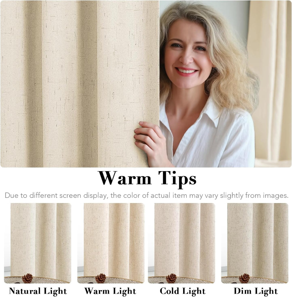 H.VERSAILTEX 100% Blackout Curtains for Bedroom Thermal Insulated Linen Textured Curtains Heat and Full Light Blocking Drapes Living Room…