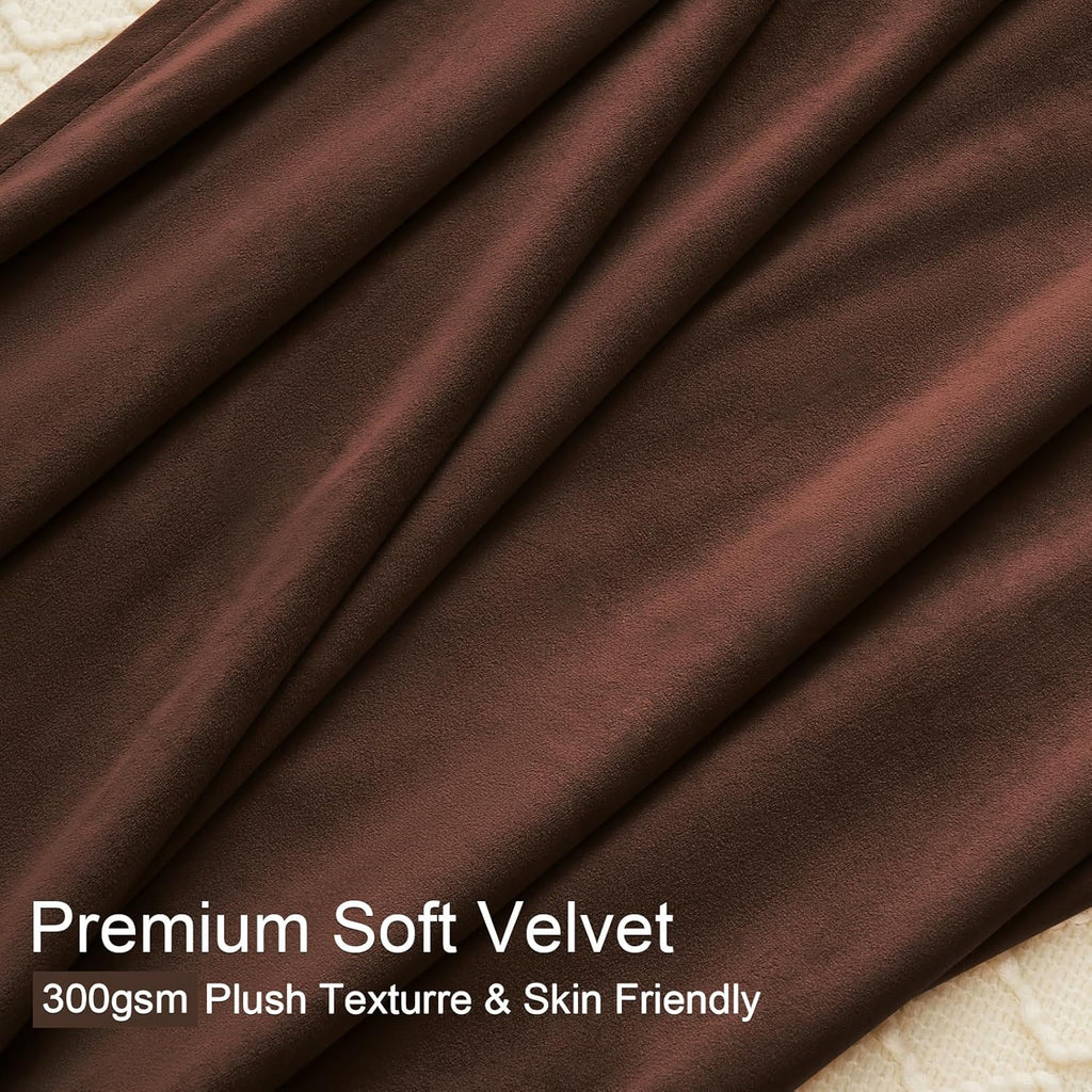 Drapenova 90 Inch Long Dark Brown Velvet Blackout Curtains Elegant Luxury Decorative Pinch Pleated Drapes with Hooks for Living Room…