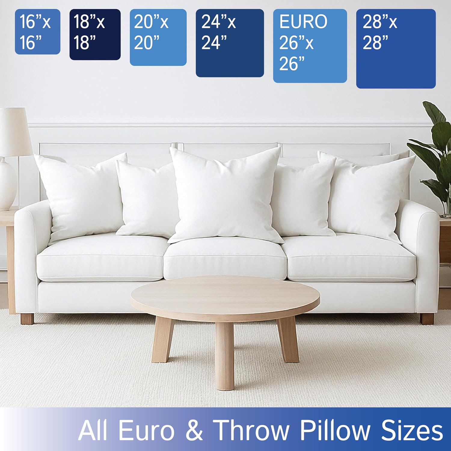 Euro Size Pillow Protectors (Set of 2) - European Square 28x28 Pillow Covers Waterproof Hypoallergenic Dust Proof Zippered Encasement