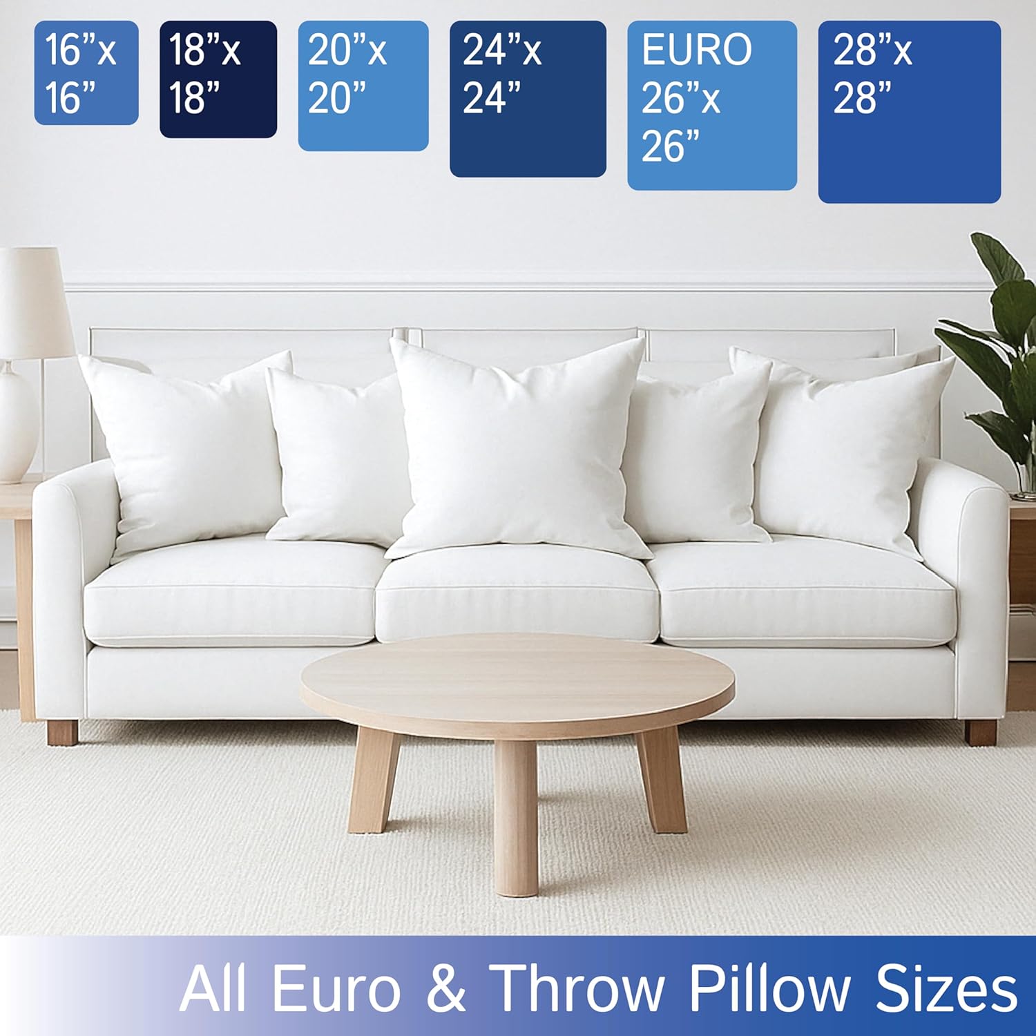 Euro Size Pillow Protectors (Set of 2) - European Square 24x24 Pillow Covers Waterproof Hypoallergenic Dust Proof Zippered Encasement