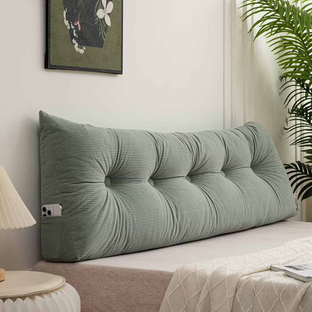 Large Headboard Pillow Twin XL for College Aque Green Wedge Bed Rest Reading Pillows for Back Shoulder Waist Positioning Support for…