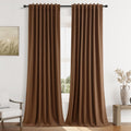 Guken 100% Blackout Linen Curtains 84 Inch Length 2 Panels Set for Living Room Bedroom Back Tab Thermal Insulated Black Out Linen Drapes Ro…