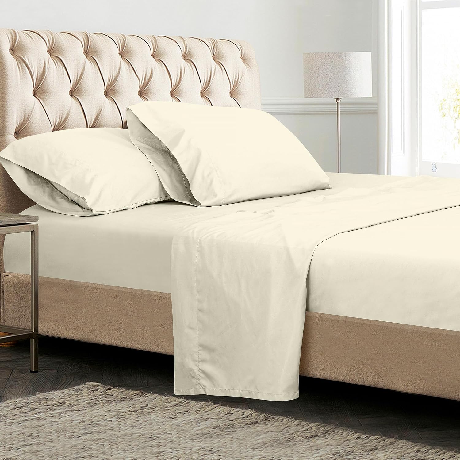 Royalelinens ROYALE LINENS 300 Thread Count 100% Long Staple Combed Cotton Sheet Set - 4 Piece King Bed Sheets - 1 Fitted, 1 Flat & 2 Pillo…