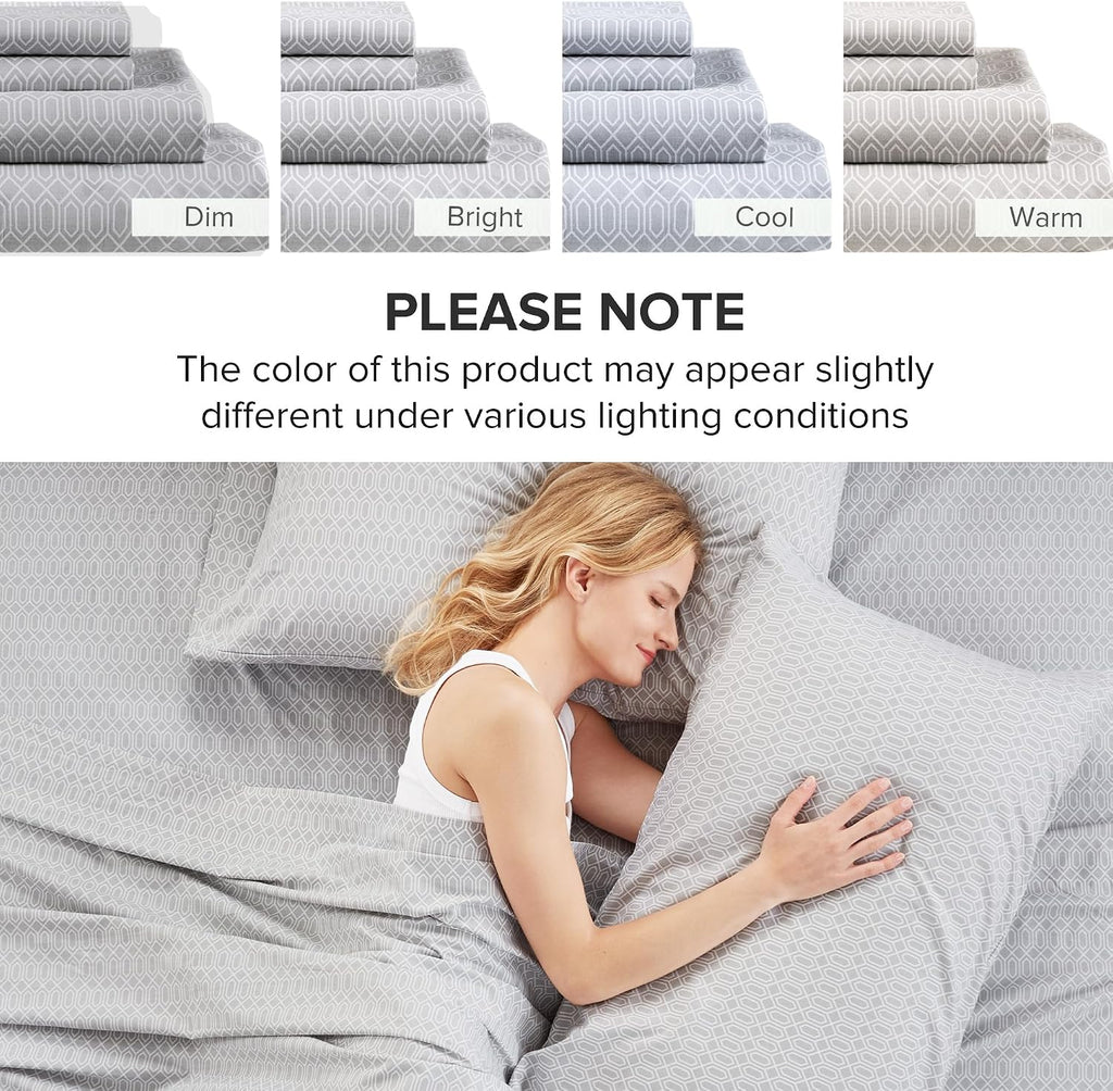 ComfortSpaces Comfort Spaces 100% Cotton Sheet Set Breathable, Lightweight, Soft with 14" Elastic Pocket Fits up to 16" Mattress, All Seaso…