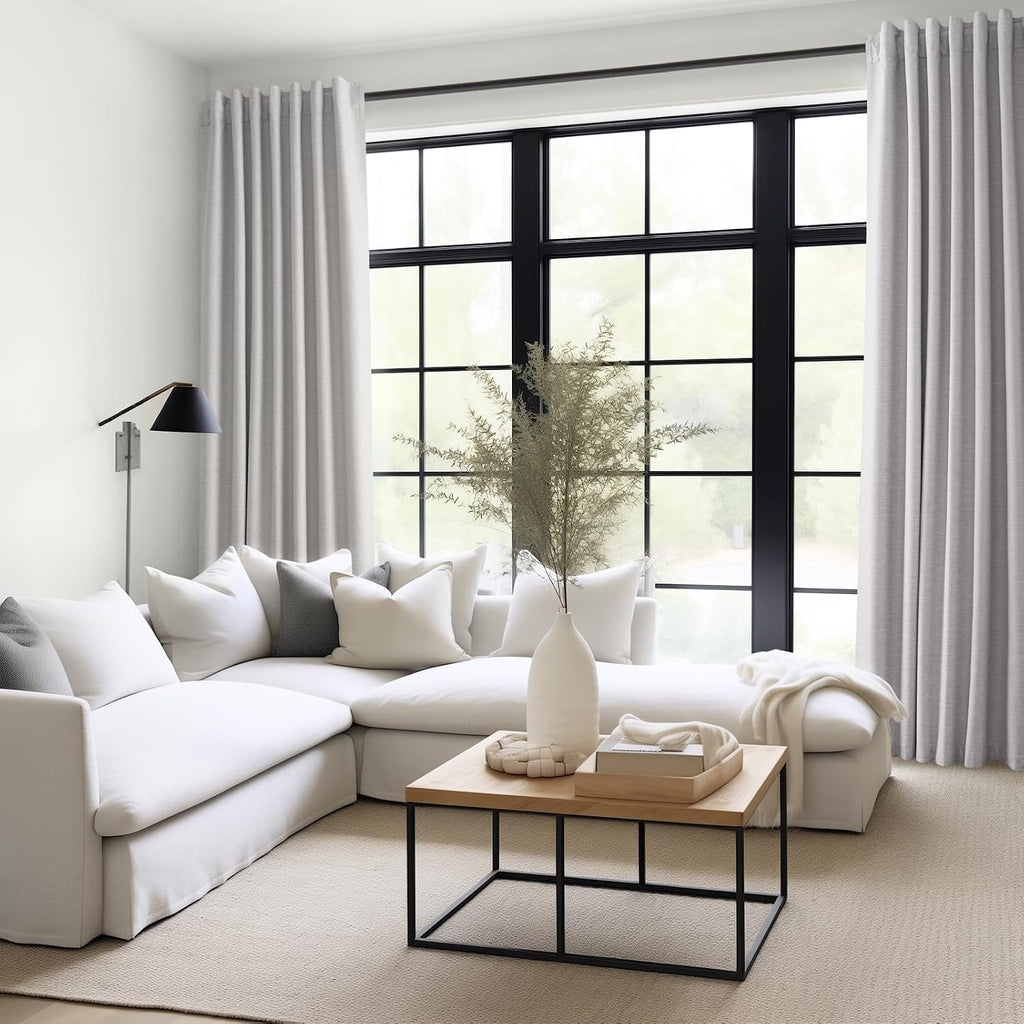 Topfinel 100% Blackout Curtains 72 Inches Long 2 Panels for Bedroom Rich Linen Blend Texture Bay Window Curtains Modern Neutral Drapes for…