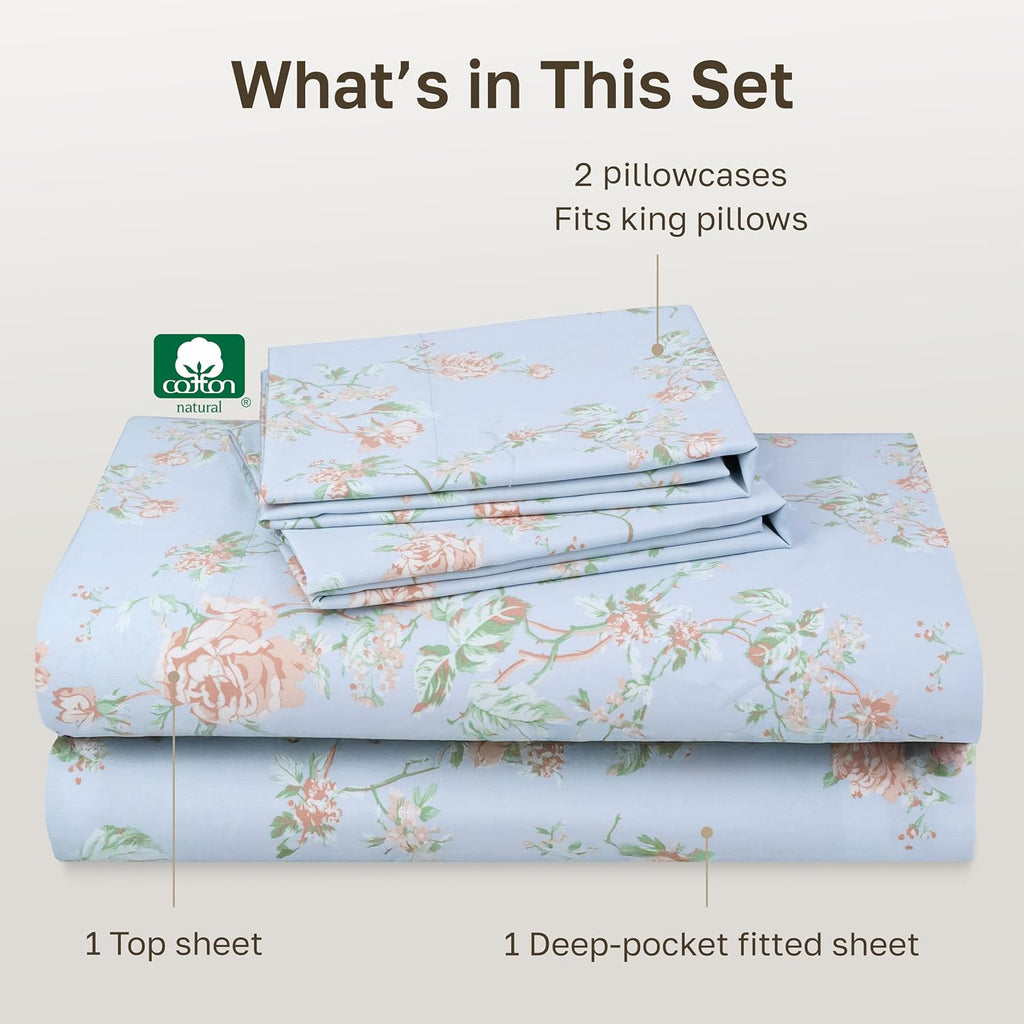 CaliforniaDesignDen California Design Den Soft Cotton Bed Sheets Cal King Size Set, 400 TC Good Housekeeping Award Winner, Smooth Sateen Fi…
