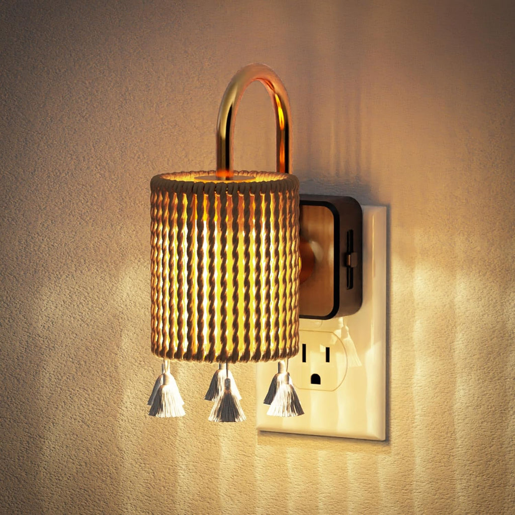 JandCase Night Lights Plug into Wall, Boho Night Light Dusk to Dawn Light Sensor, Warm White 3000K LED Nightlight, Adjustable Brightness…