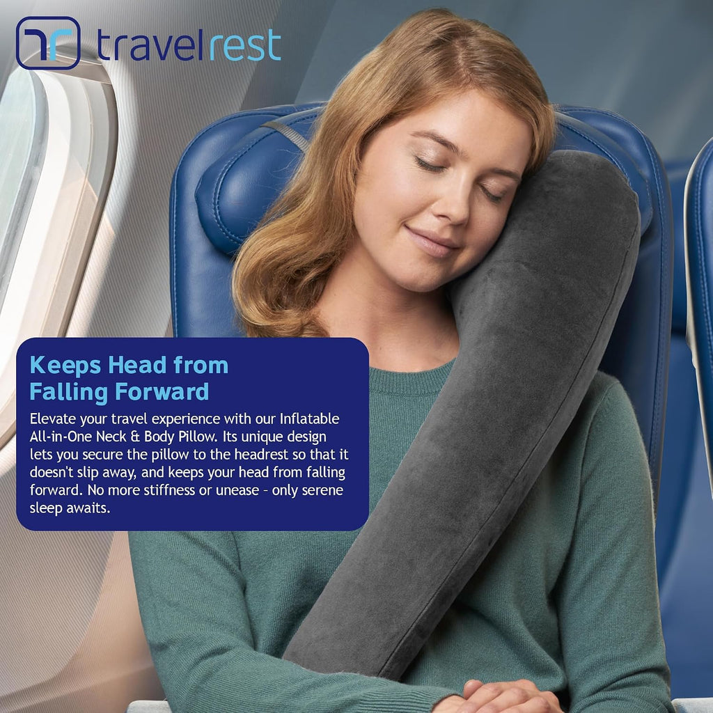 TRAVELREST All-in-One Travel Neck Support & Body Pillow - Airplane Pillow for Long Flight Comfort, Travel Essentials, Sleeping…