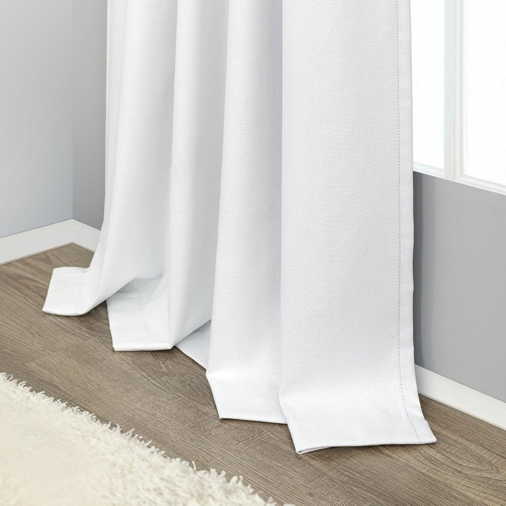 Pitalk Black Out Curtains 63 Inch Long Small White Blackout Energy Saving Dining Room Darkening Curtain for Nursery Office Shabby Chic Faux…