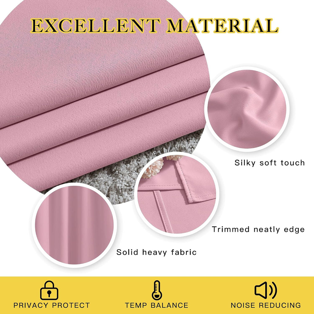 Nicetown Crystal Pink Blackout Curtains for Bedroom - Grommet Blackout Thermal Insulated Room Darkening Sound Blocking Window Treatments fo…