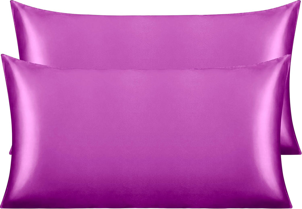 Ntbay 2 Pack Satin King Pillowcases for Hair and Skin, Luxurious and Silky Pillow Cases with Envelope Closure, 20x40 Inches, Purple 2 Pack…