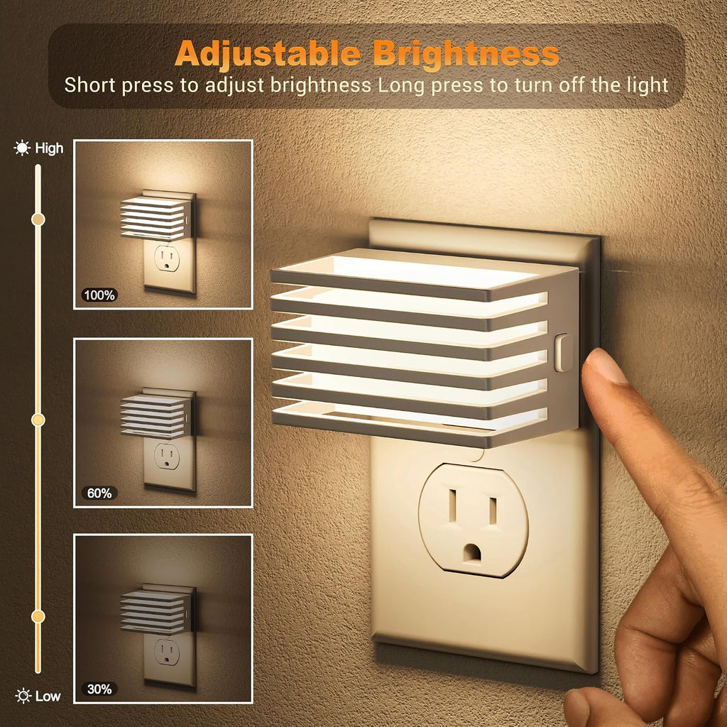 JandCase LED Night Light, Night Lights Plug into Wall with Dusk to Dawn Sensor, Dimmable Plug in Night Light, Adjustable Brightness…