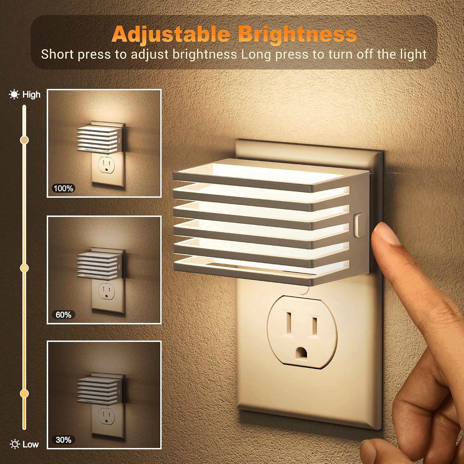 JandCase LED Night Light, Night Lights Plug into Wall with Dusk to Dawn Sensor, Dimmable Plug in Night Light, Adjustable Brightness…