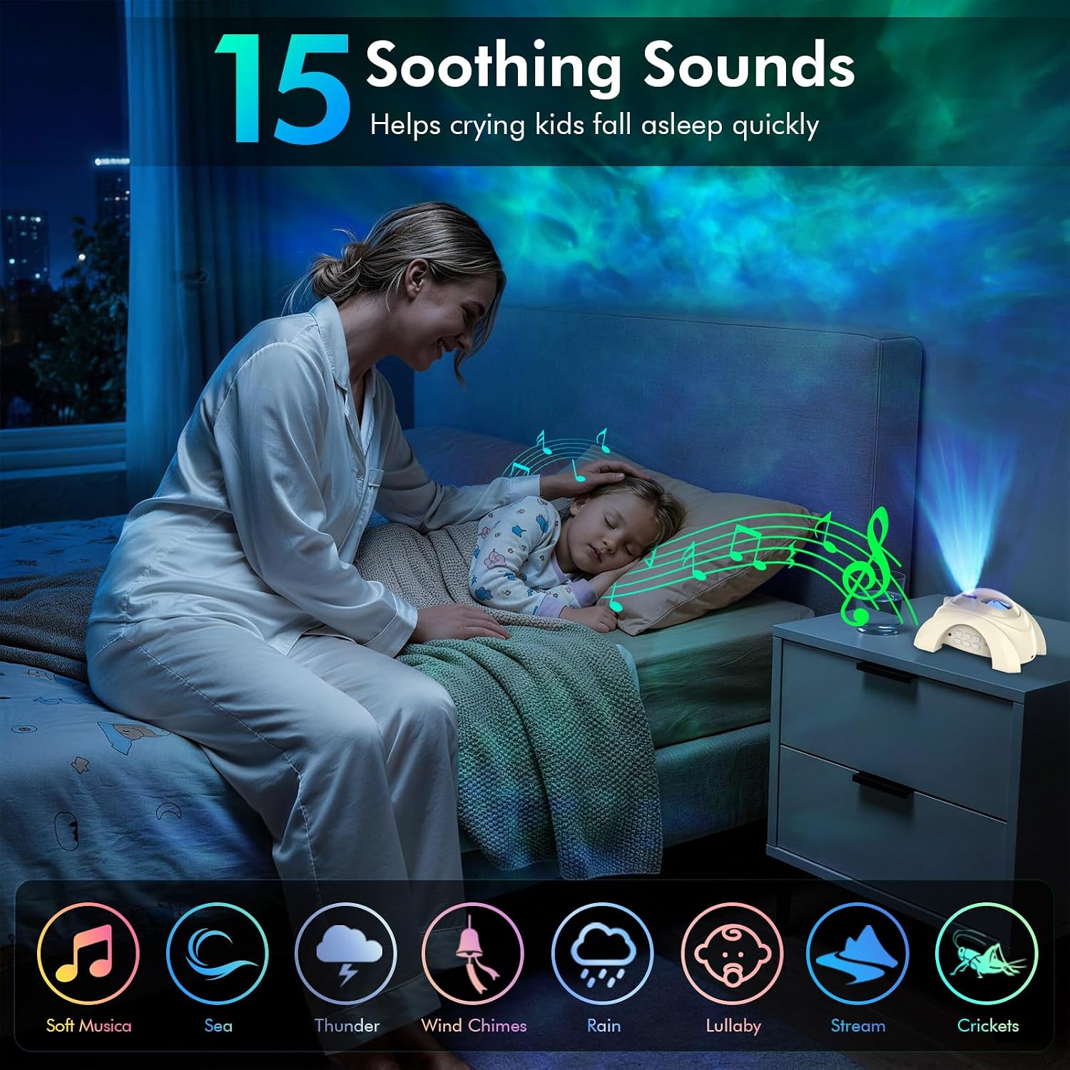 Rossetta Dual Lens Galaxy Projector, Star Projector for Bedroom with White Noise & Bluetooth Speaker, Remote, Timer, Aurora & Nebula…