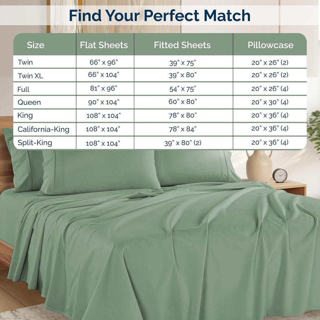 Casa Platino Queen Bed Sheets – 100% Cotton Sheets with 4 Pillowcases, Crisp Percale Weave & Cozy Feel, Cooling & Breathable Queen Sheet…
