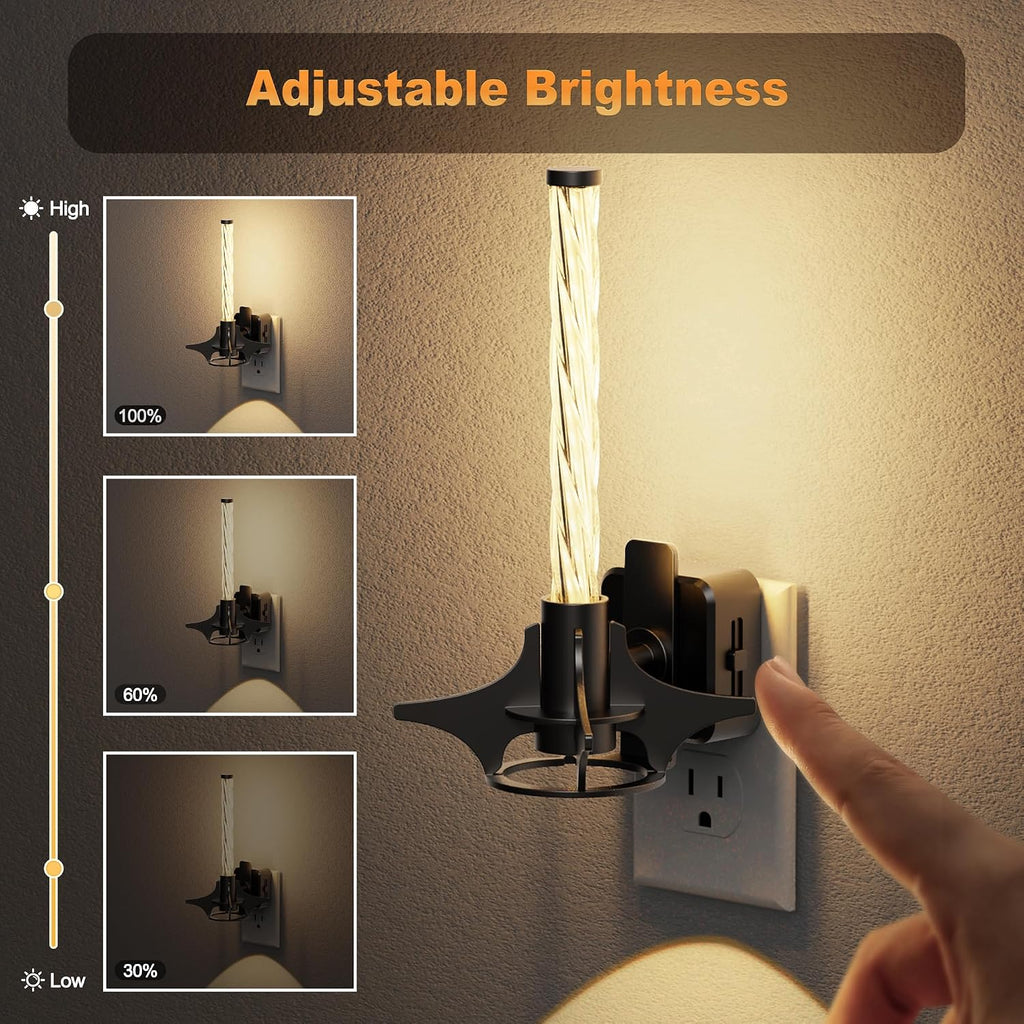 JandCase LED Night Light Plug into Wall, Dusk to Dawn Sensor, Dimmable 0-100LM Adjustable Brightness, 3000K Soft White Night Light for…